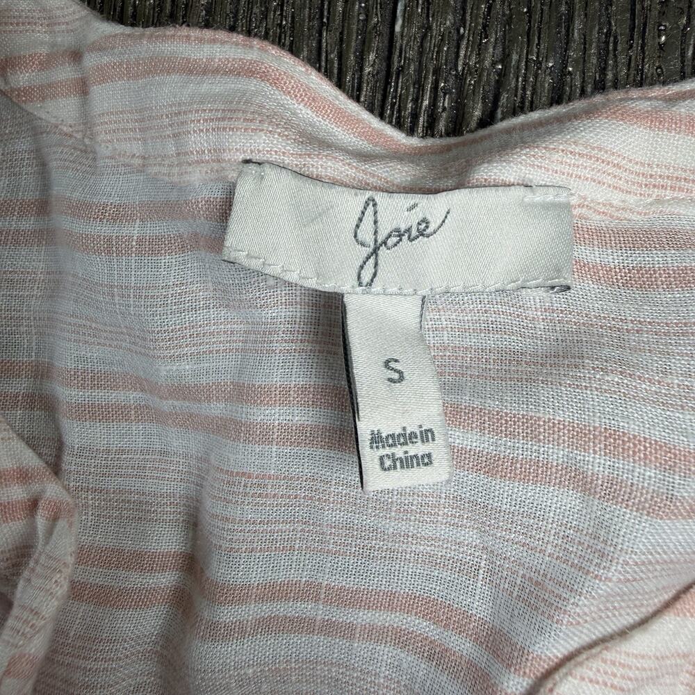 Joie Bekette Peach Striped 100% Linen Blouse Shirt Top Size Small - Picture 3 of 7